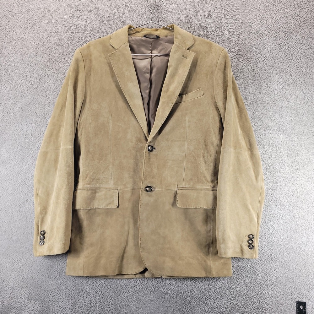 Banana Republic Blazer Mens 38R Beige Suede Leather Sport Coat Western Cowboy